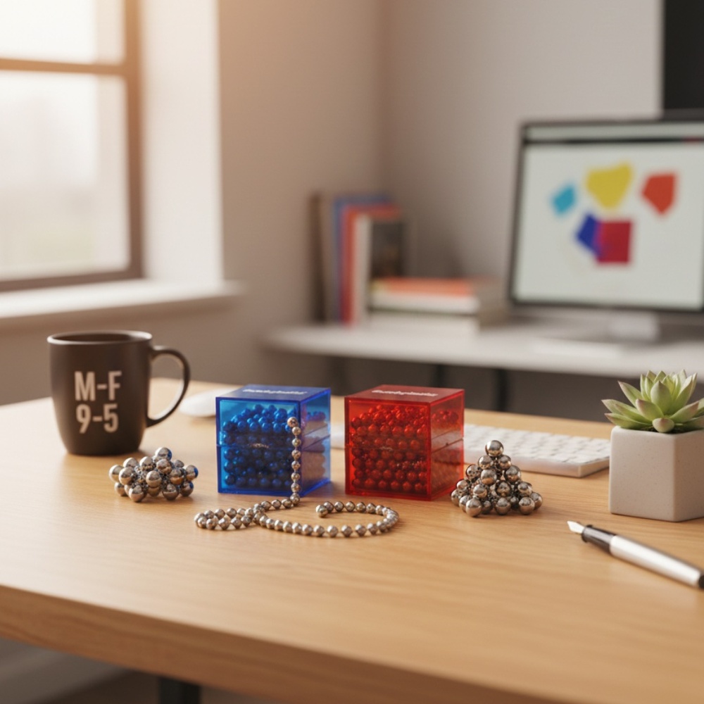 Original Buckyballs Rare Magnetic Desk Toy - Blue & Red Sets with Quick Start